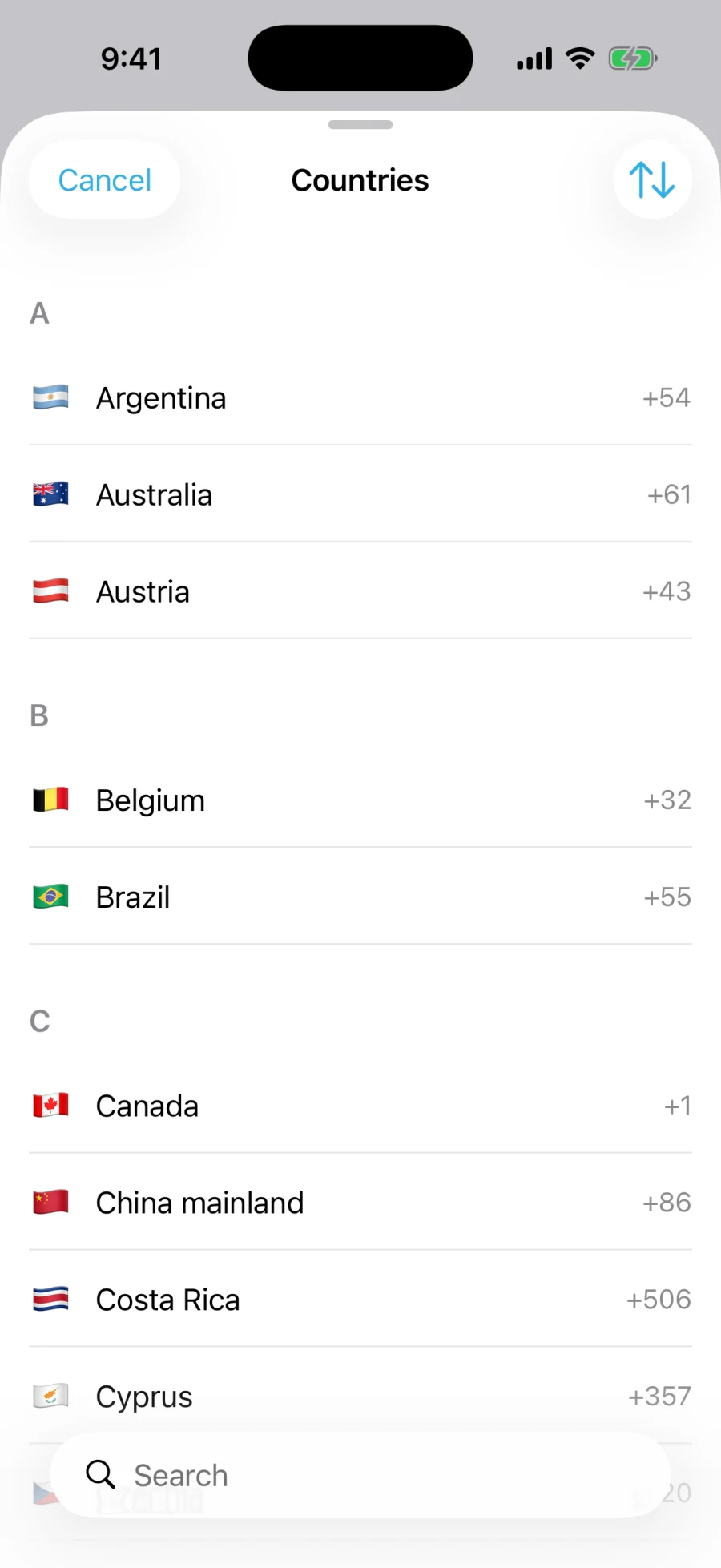 Choose a country and fax number