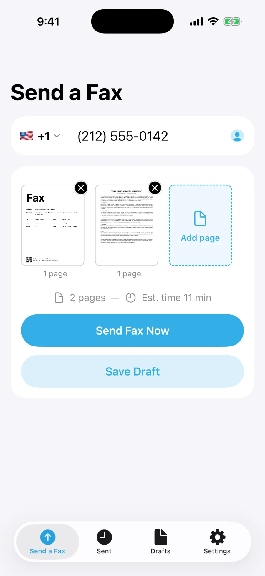 Review and send your fax